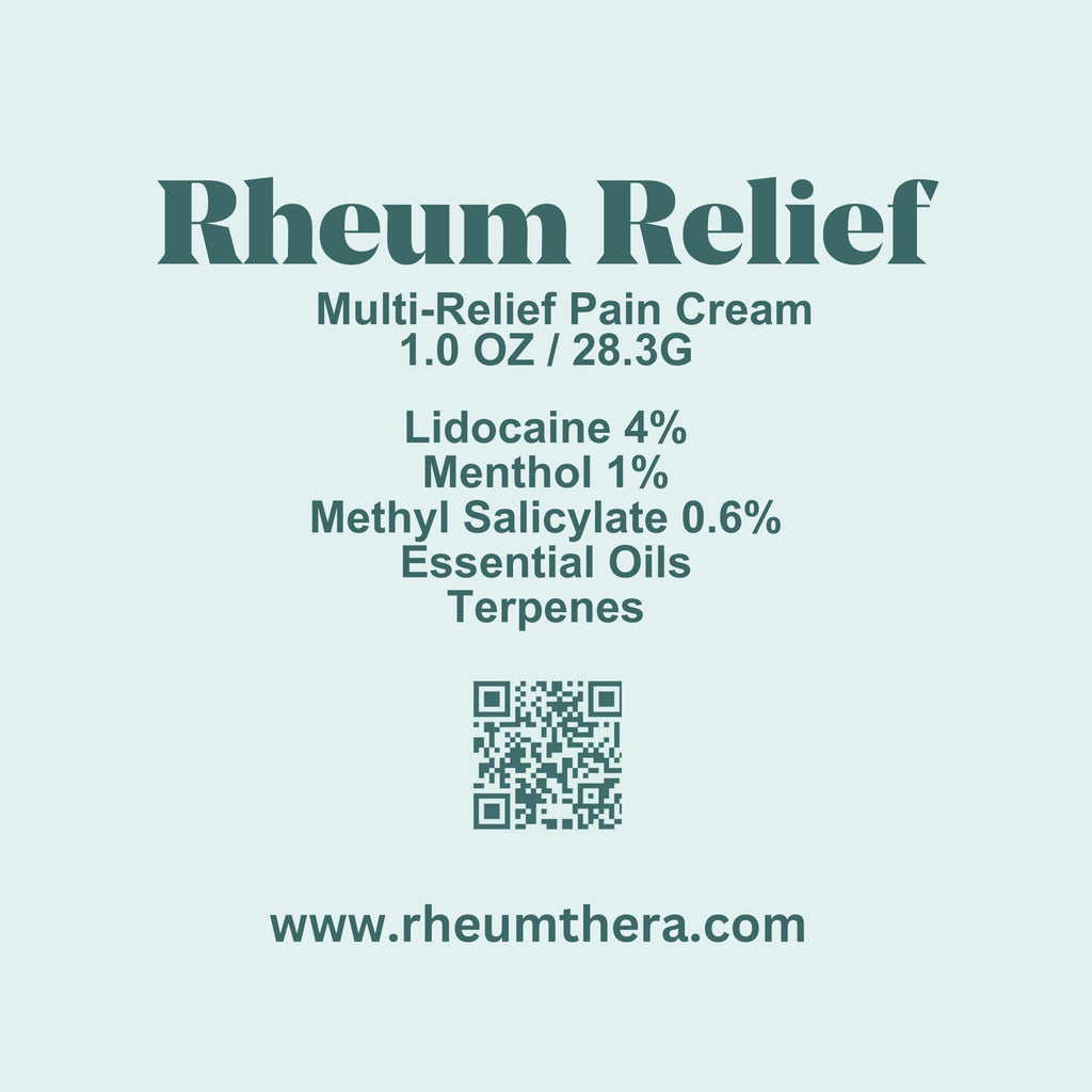 Rheum Relief OTC Topical Pain Relief Cream - Lidocaine 4%, Menthol & Methyl Salicylate, Cooling Formula, 1 oz